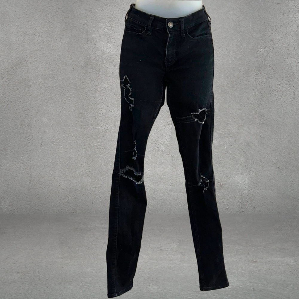 Hollister Black Low-rise Distressed Super Skinny Jeans